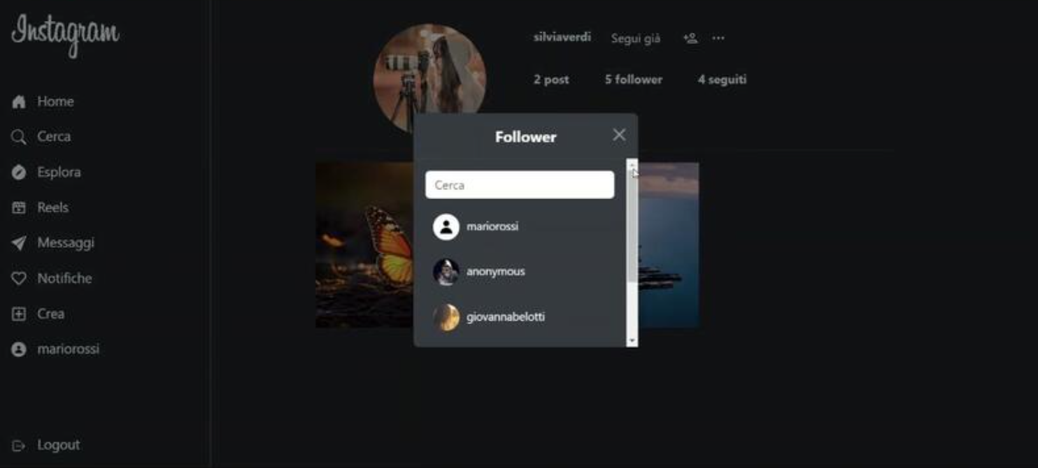 Instagram clone post interface